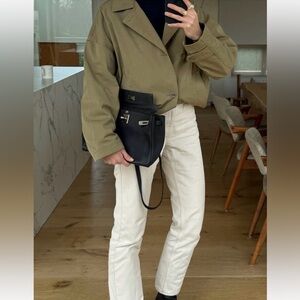 Zara Khaki cinch waist Trench Coat